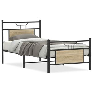 vidaXL Sengeramme uten madrass sonoma eik 75x190 cm konstruert tre