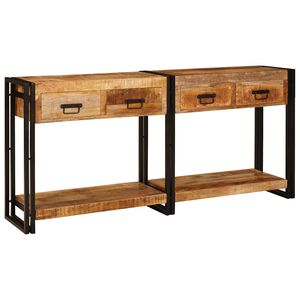 vidaXL Konsollbord 2 stk. Brun 161 x 33 x 75 cm Massiv mango tre