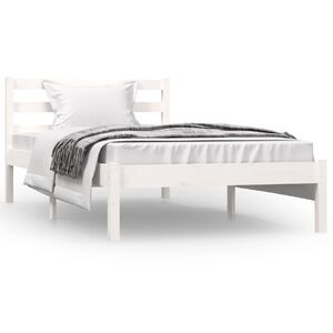 vidaXL Sengeramme heltre furu 90x190 cm hvit Single