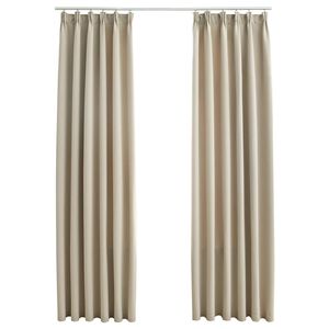 vidaXL Lystette gardiner med kroker 2 stk beige 140x175 cm