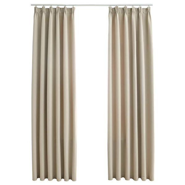 vidaXL Lystette gardiner med kroker 2 stk beige 140x175 cm
