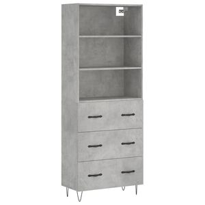 vidaXL Highboard betonggr&aring; 69,5x34x180 cm konstruert tre