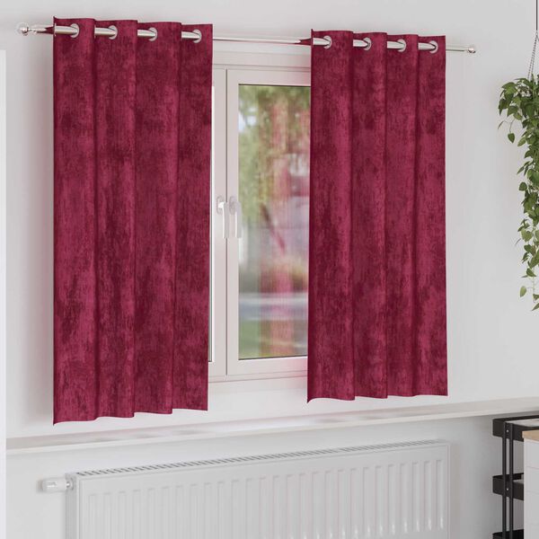 vidaXL Fløyel Gardiner med gardiner 2 pcs Vinrød 175 x 140 cm Fløyel