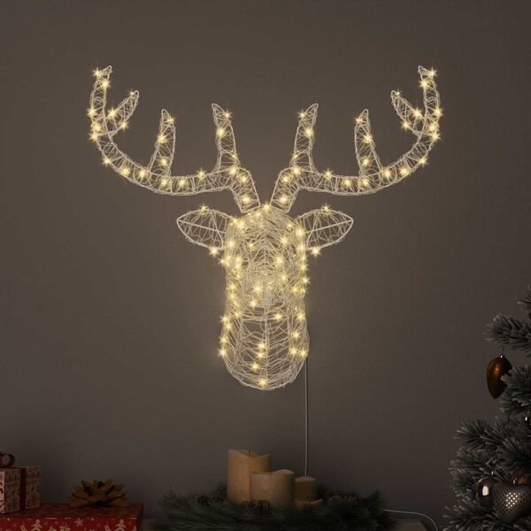 vidaXL Rudolf hode med 140 LED Varmhvit 60 cm Akryl
