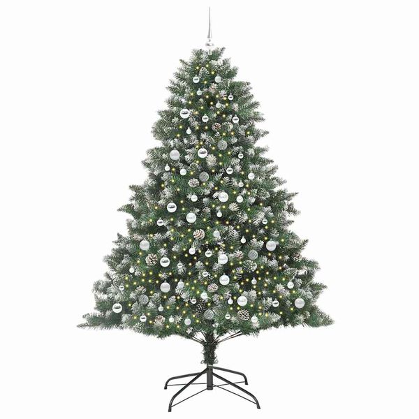 vidaXL Kunstig juletre med 300 LED gr&oslash;nn 210 cm PVC og plast og st&aring;l