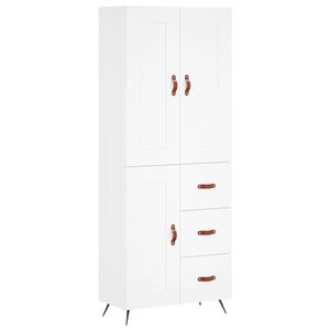 vidaXL Highboard hvit 69,5x34x180 cm konstruert tre