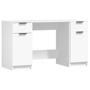 vidaXL Skrivebord med sideskap hvit konstruert tre