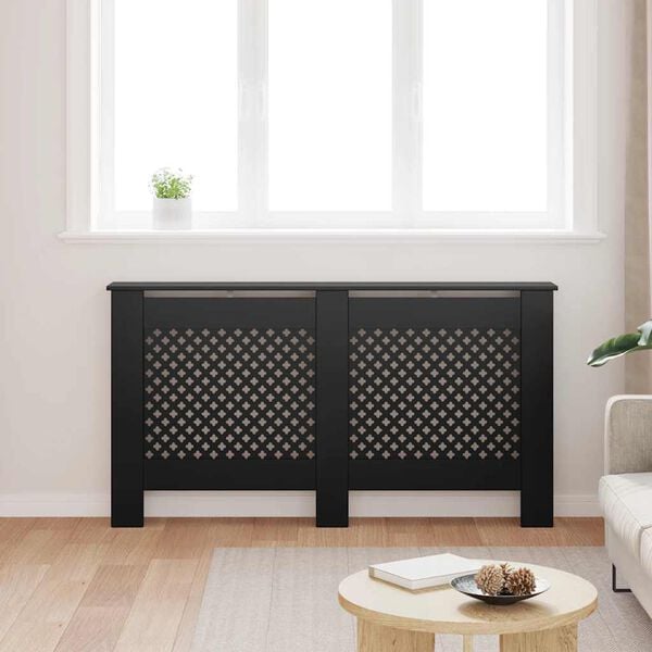 vidaXL Radiatordeksel svart 152x19x81,5 cm MDF