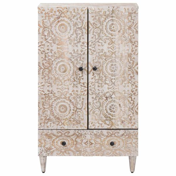 vidaXL H&oslash;yt brett med skuff Hvit 60 x 33,5 x 100 cm Massiv mango tre