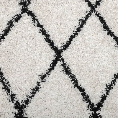 vidaXL Flossteppe med lang luv moderne kremhvit og svart 60x110 cm