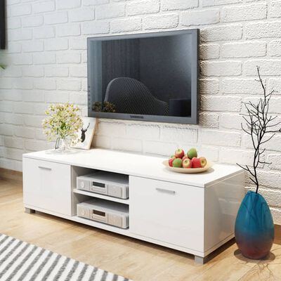 vidaXL TV-benk høyglans hvit 140x40,5x35 cm