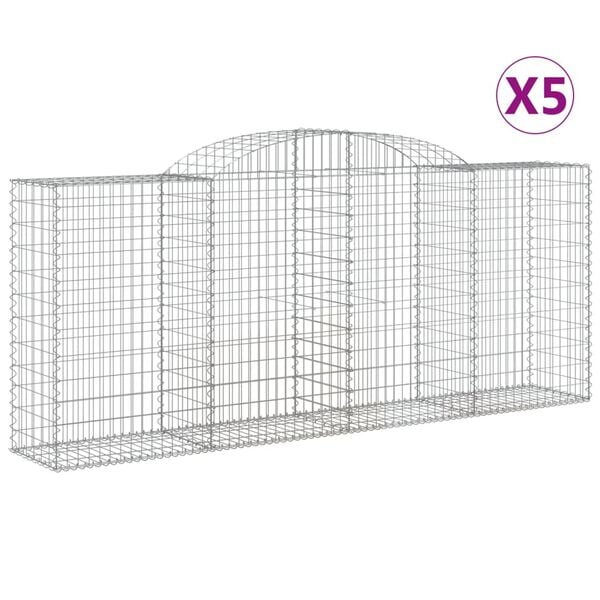 vidaXL Gabionkurver buede 5 stk 300x50x120/140 cm galvanisert jern