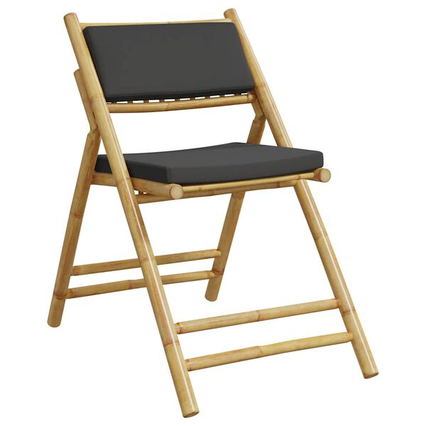 vidaXL Sammenleggbare bistrostoler 6 stk med m&oslash;rkegr&aring; puter bambus