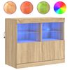 vidaXL Skjenk med LED-lys sonoma eik 81x37x67 cm