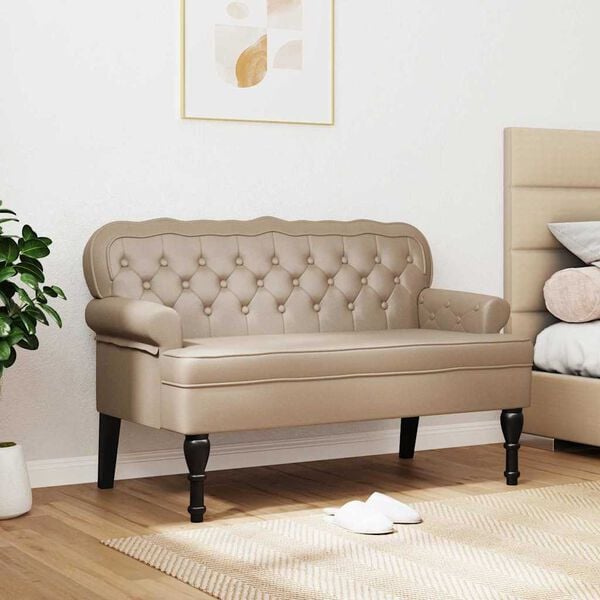 vidaXL Chesterfield Benk Cappuccino 119.5 x 64.5 x 75 cm Kunstl&aelig;r