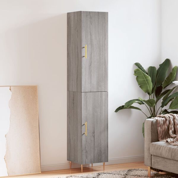 vidaXL Highboard gr&aring; sonoma 34,5x34x180 cm konstruert tre