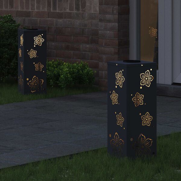 vidaXL Solenergi LED stibelys 2 pcs Antrasitt Kaldvalset st&aring;l