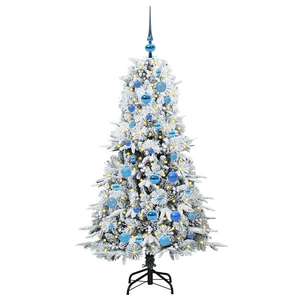 vidaXL Kunstig sammensatt juletre med 150 LED Hvit 150 cm PE og PVC