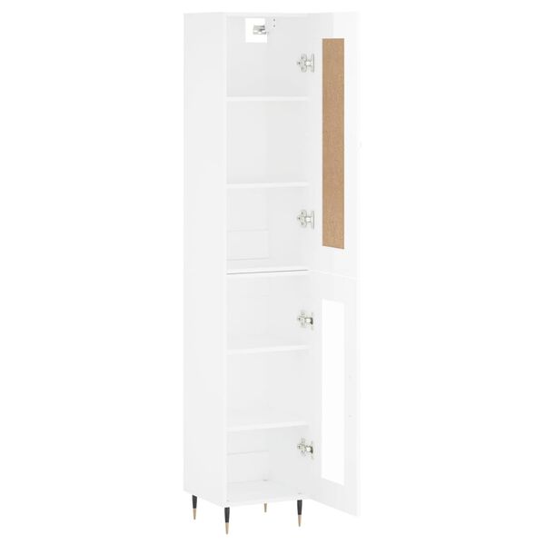 vidaXL Highboard h&oslash;yglans hvit 34,5x34x180 cm konstruert tre