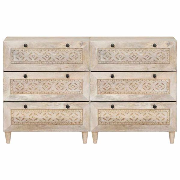 vidaXL Serviesskap 2 pcs Hvit 60 x 33 x 75 cm heltre mango