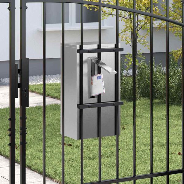 vidaXL postkasse Svart 30 x 23 x 55 cm Rustfritt stål