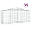 vidaXL Gabionkurver buede 9 stk 200x50x80/100 cm galvanisert jern
