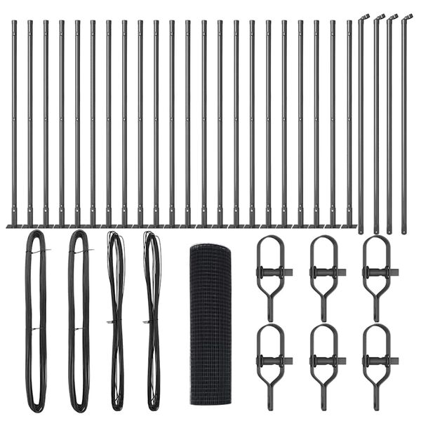 vidaXL Gjerdep&aring;le Gr&aring; 50 x 0,5 m (12 x 12 mm nett) St&aring;l og PVC