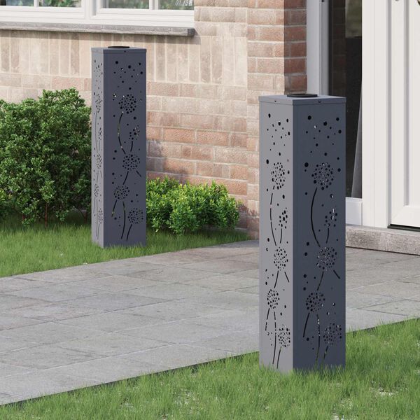 vidaXL Solenergi LED stibelys 2 pcs Antrasitt Kaldvalset st&aring;l