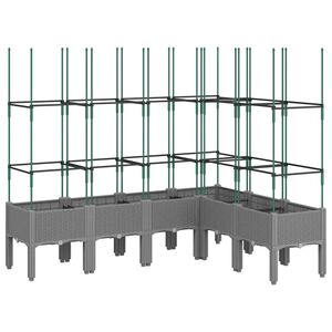 vidaXL Plantekasse med espalier lysegr&aring; 160x120x142,5 cm PP