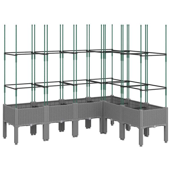 vidaXL Plantekasse med espalier lysegr&aring; 160x120x142,5 cm PP