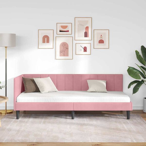 vidaXL Hj&oslash;rnesengramme med hodegjerde Rosa 80 cm x 200 cm Fl&oslash;yel