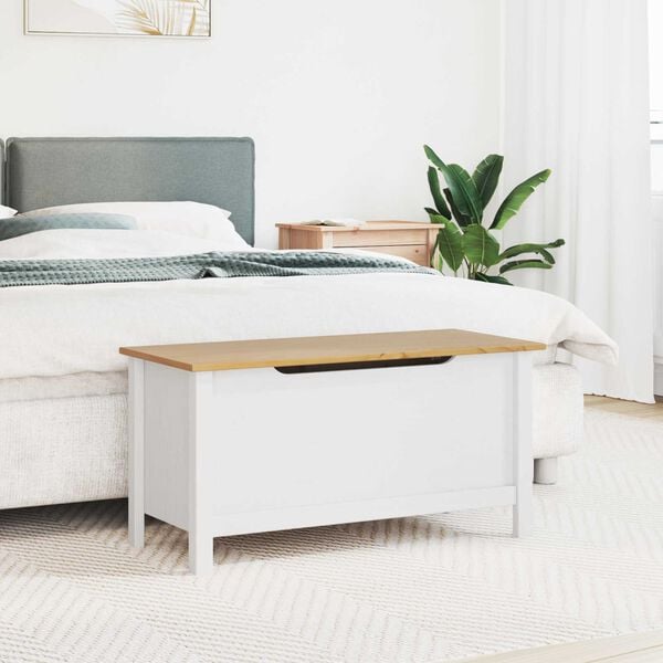 vidaXL Lagringsboks Hill Hvit og honningbrun 90 x 40 x 45 cm