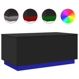 vidaXL Salongbord med LED-lys svart 90x50x40 cm