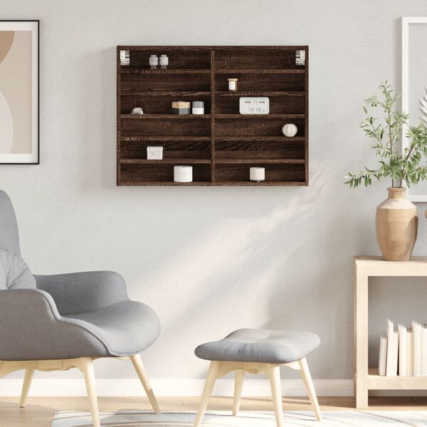 vidaXL Hyller brun eik 80x8,5x58 cm konstruert tre