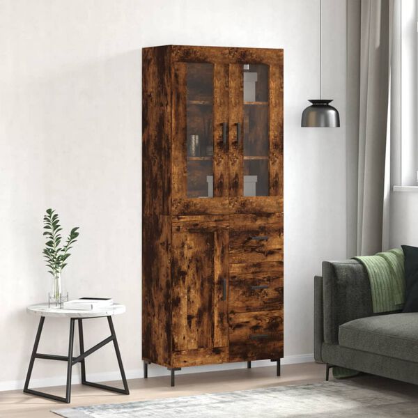vidaXL Highboard r&oslash;kt eik 69,5x34x180 cm konstruert tre