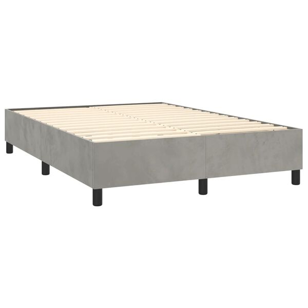 vidaXL Boxspring-sengeramme lysegrå 135x190 cm Double fløyel