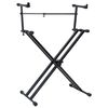 vidaXL Keyboardstativ dobbel X-ramme svart