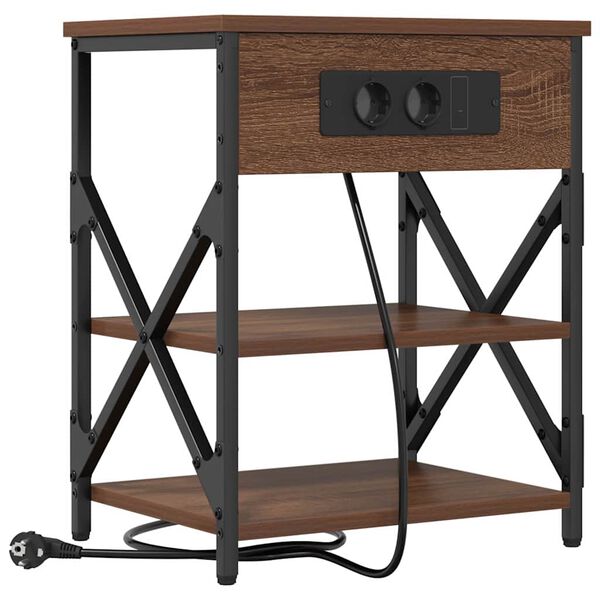 vidaXL Nattbordskap med hylle Brun Eik 41 x 31 x 51 cm Konstruert tre