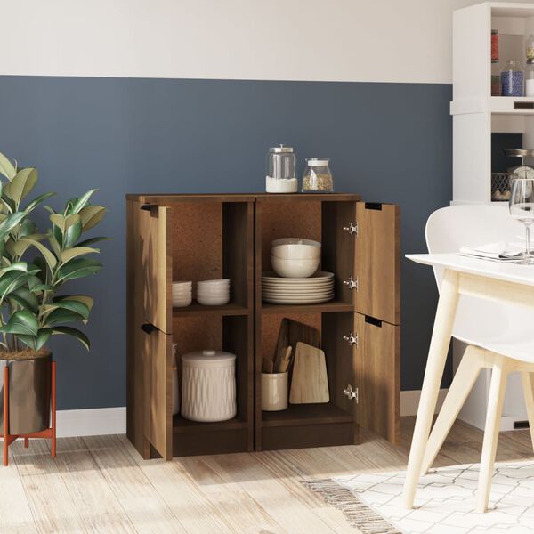 vidaXL Skjenker 2 stk brun eik 30x30x70 cm konstruert tre