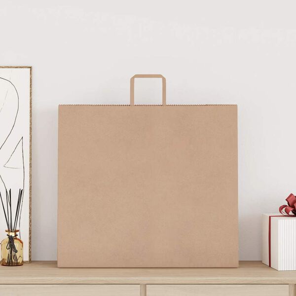 vidaXL Papirposer 50 stk med h&aring;ndtak brun 54x15x49 cm