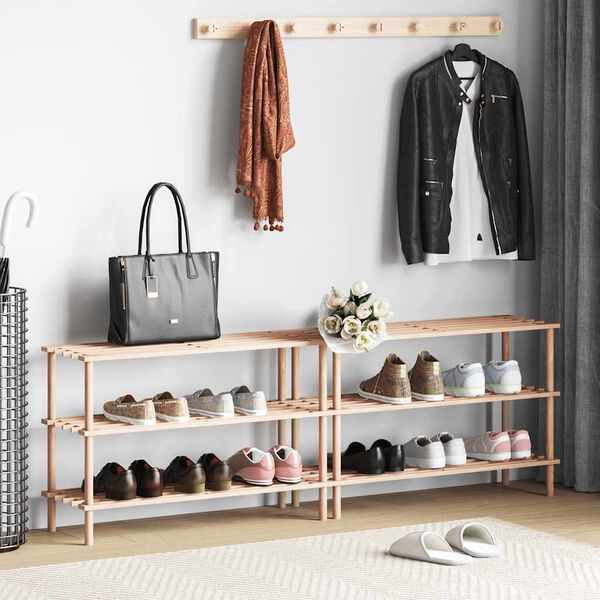 vidaXL Skohyller 3 niv&aring;er 2 stk heltre gran