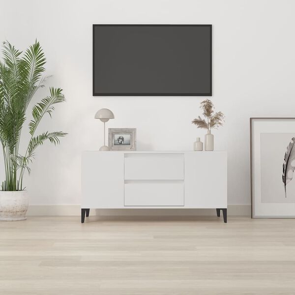 vidaXL TV-benk hvit 102x44,5x50 cm konstruert tre
