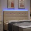 vidaXL LED-sengegavl med LED -stripelys Krem 180 cm stoff