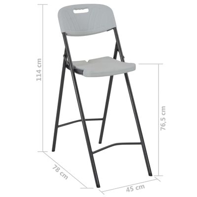 vidaXL Sammenleggbare barstoler 2 stk HDPE og stål hvit