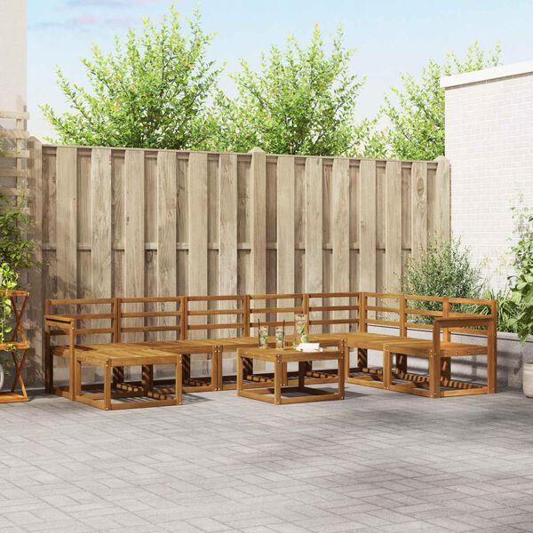 vidaXL Utend&oslash;rs sofa-sett 9 pcs Naturlig Solid akasietre