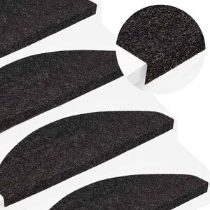 vidaXL Selvklebende trappematter 15 stk 56x17x3 cm svart