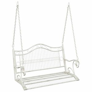 vidaXL Svingbenk St&aring;l 115 x 61 x 63 cm Antikk hvit