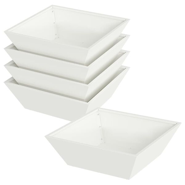 vidaXL Hageblomsterpotte 5 pcs Hvit 50 x 50 x 15 cm Kaldvalsest&aring;l