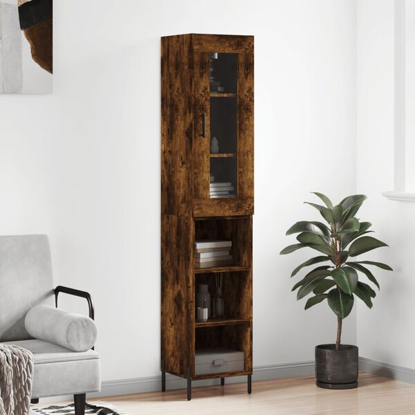 vidaXL Highboard r&oslash;kt eik 34,5x34x180 cm konstruert tre