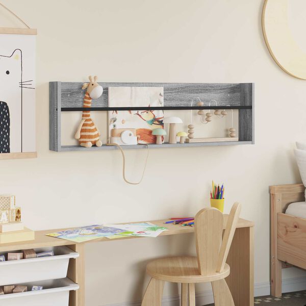 vidaXL Magasinreol Gr&aring; Sonoma 100 x 12 x 30 cm Konstruert tre